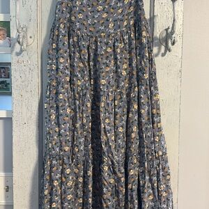 Altar'd State Floral Gray Maxi Skirt